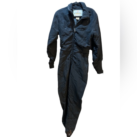 Vintage OBERMEYER Black Paisley Softshell Ski Snow Suit Made in Austria Size 10 - Picture 1 of 9